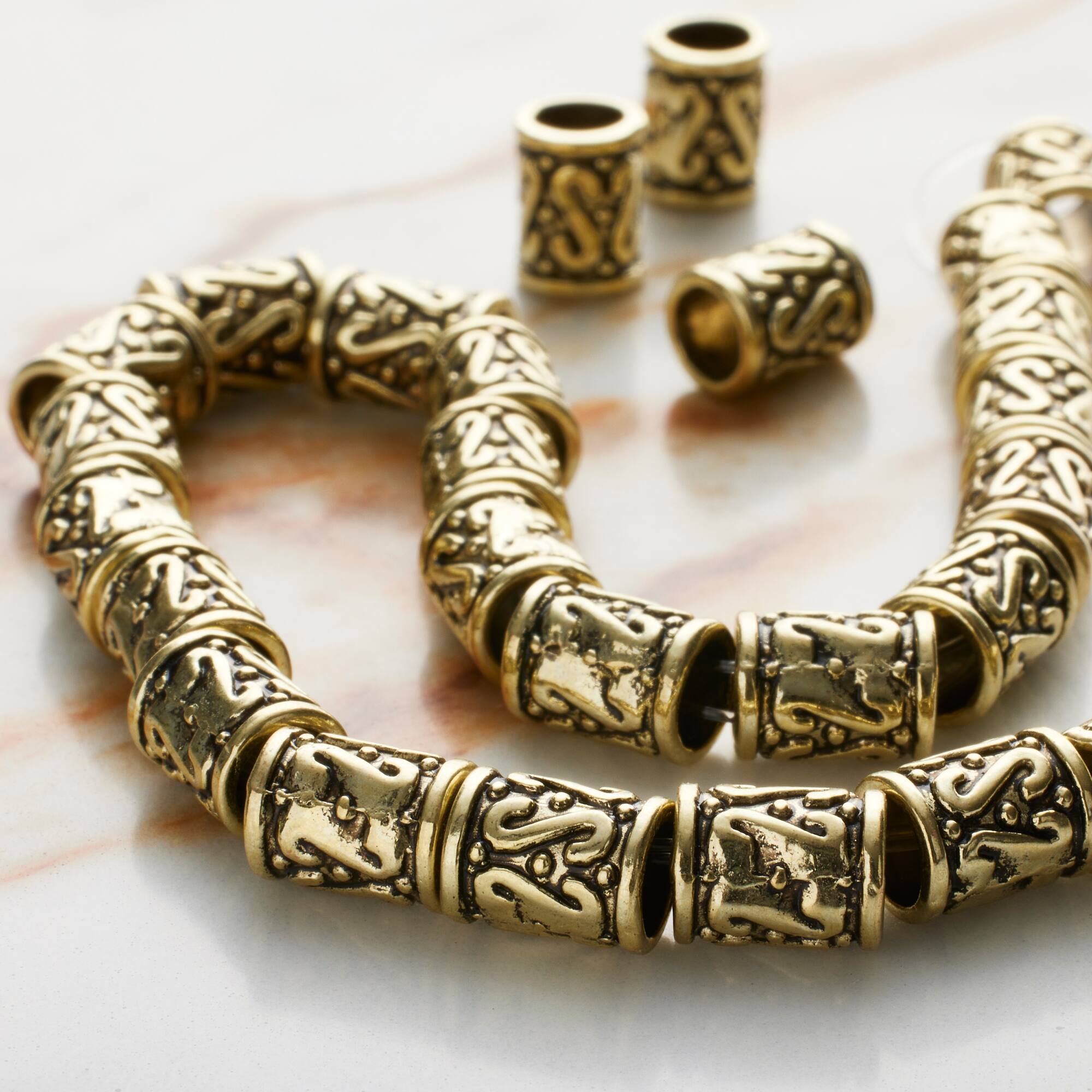 Gold Tube Metal Beads, 8mm by Bead Landing™